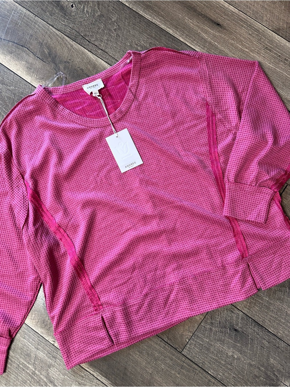 Andree By Unit Waffleknit Oversized Long Sleeve Top