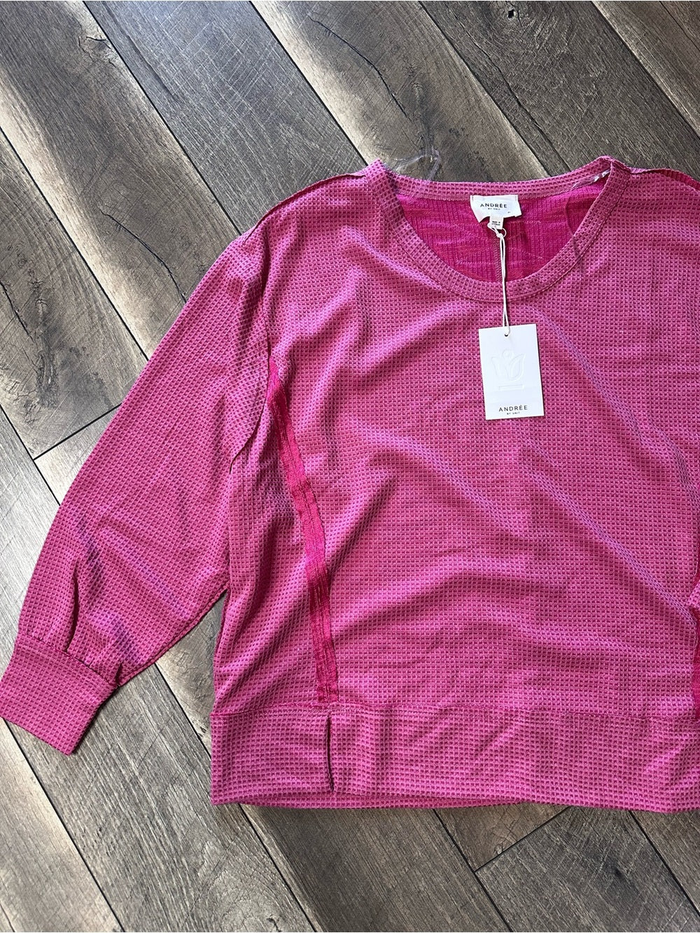 Andree By Unit Waffleknit Oversized Long Sleeve Top