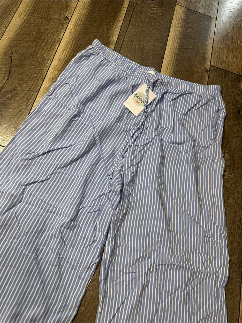 Active USA Striped Lightweight Wide Leg Pants