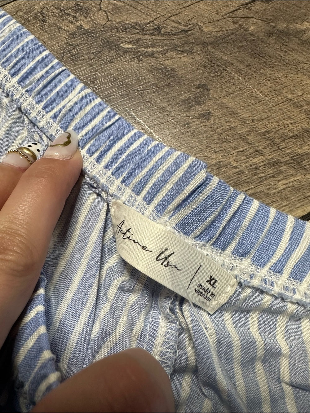 Active USA Striped Lightweight Wide Leg Pants