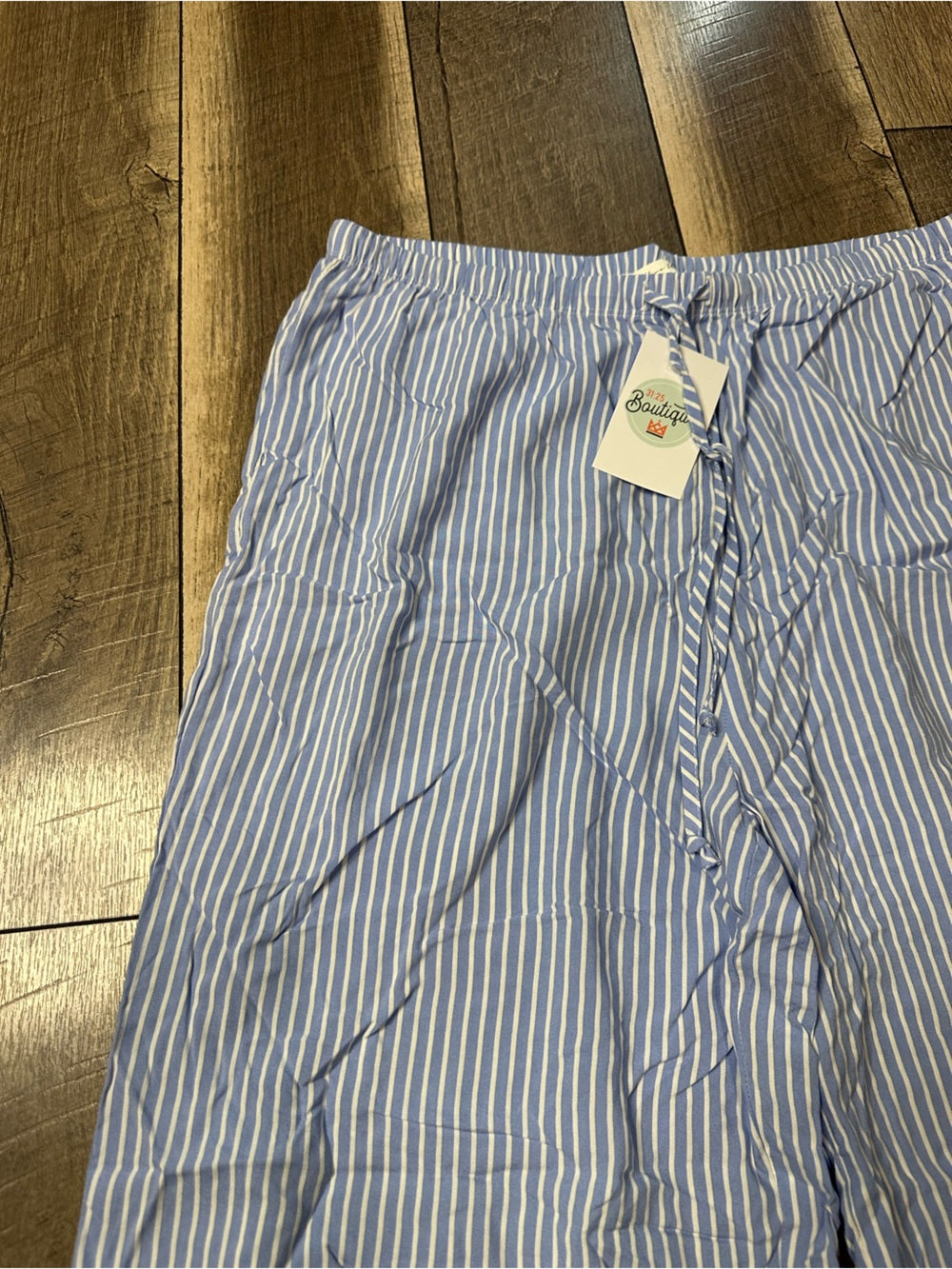 Active USA Striped Lightweight Wide Leg Pants