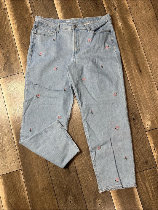 Old Navy OG Loose Hi Rise Floral Embroidered Jeans