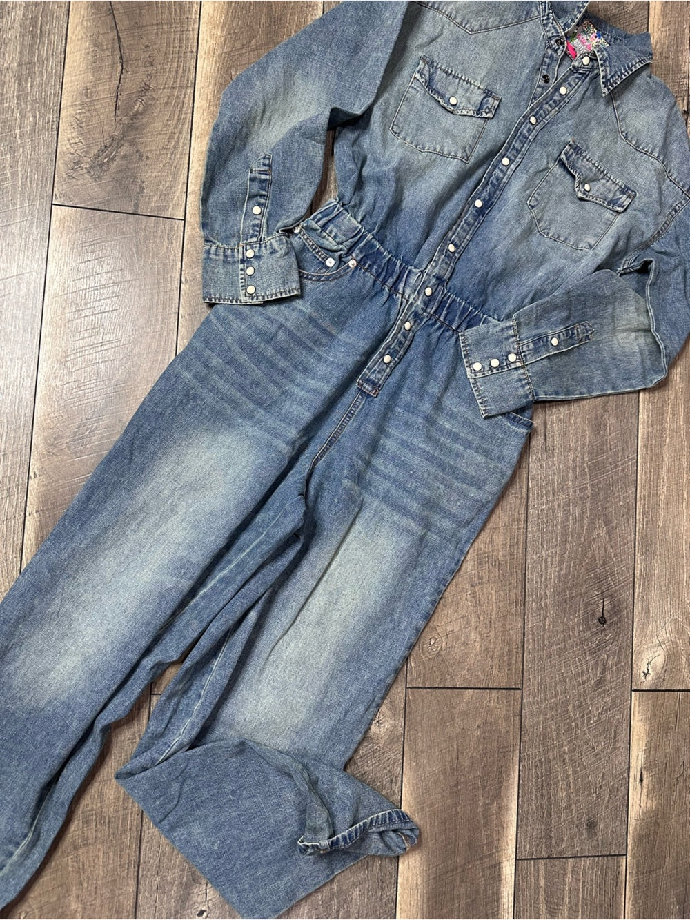 Blue B Denim Long Sleeve Jumpsuit