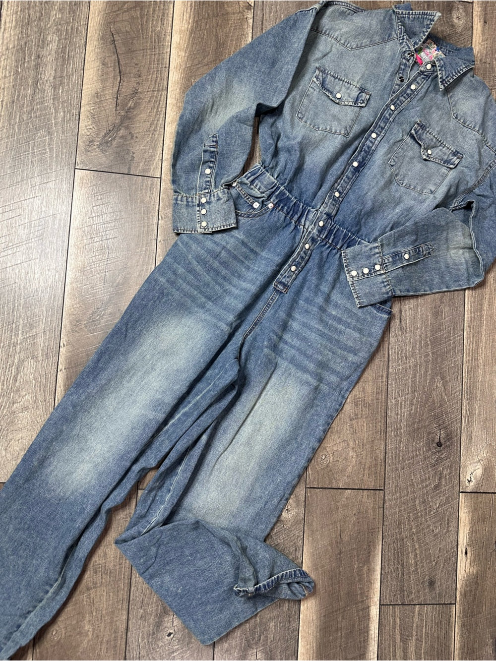 Blue B Denim Long Sleeve Jumpsuit