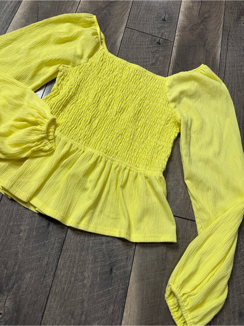 White Birch Smocked Yellow Long Sleeve Top