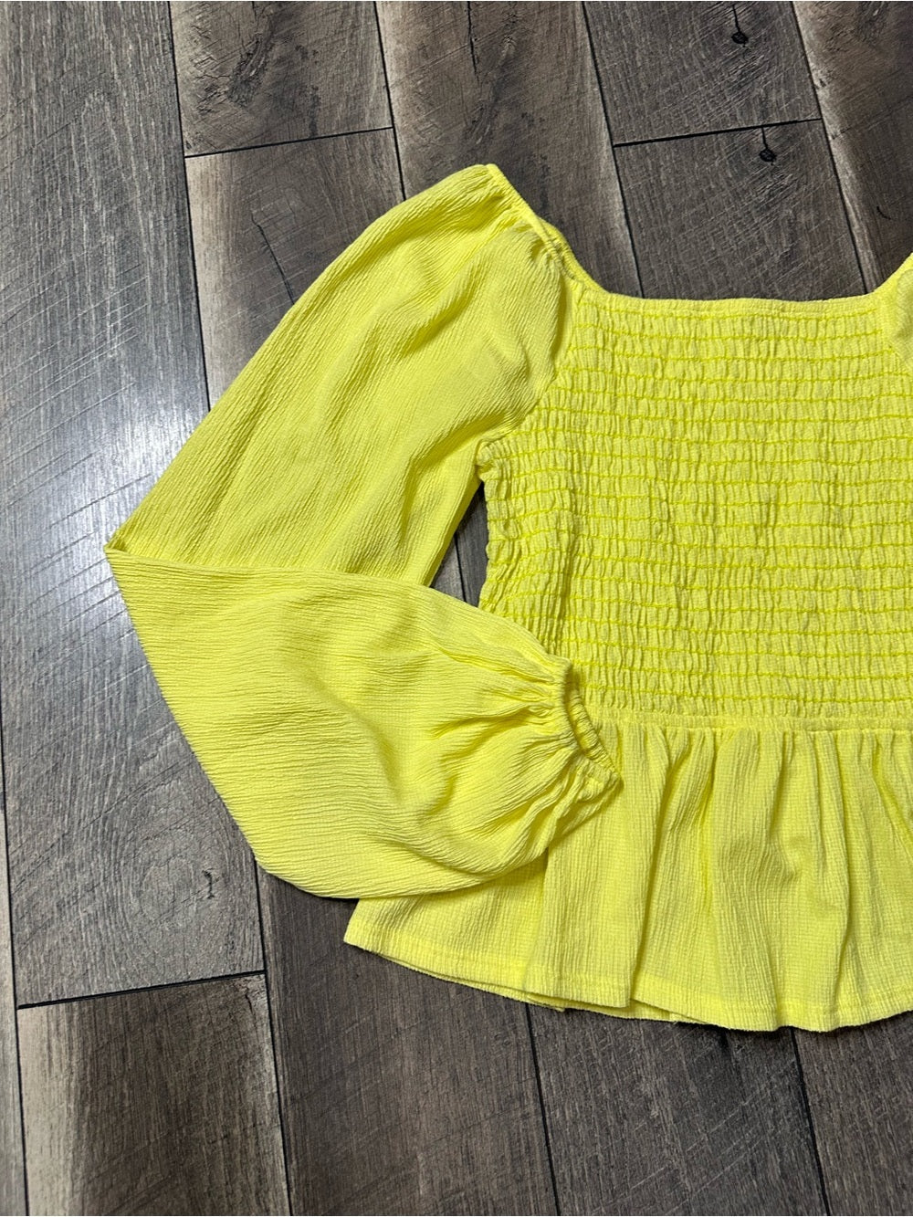 White Birch Smocked Yellow Long Sleeve Top