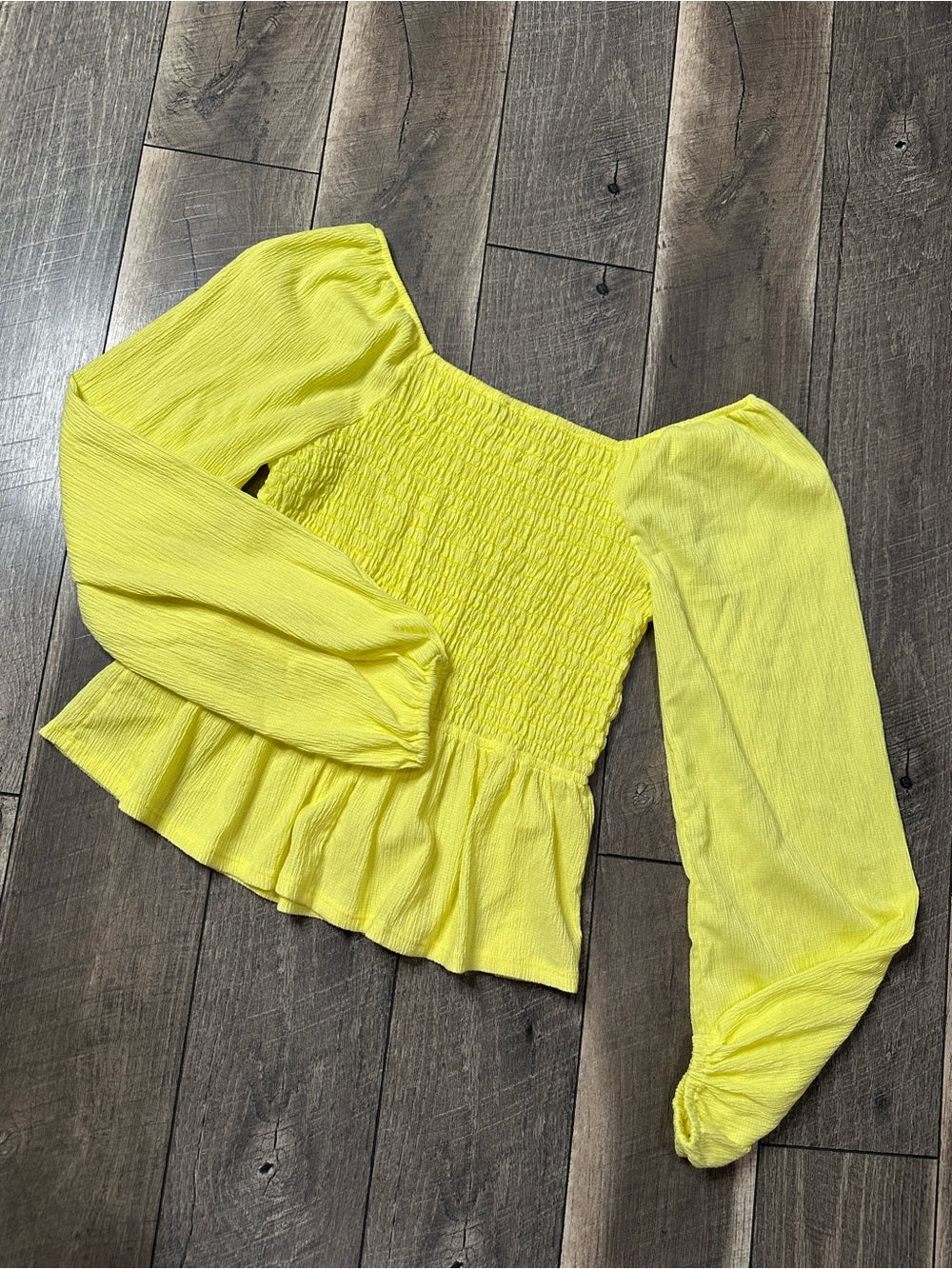 White Birch Smocked Yellow Long Sleeve Top