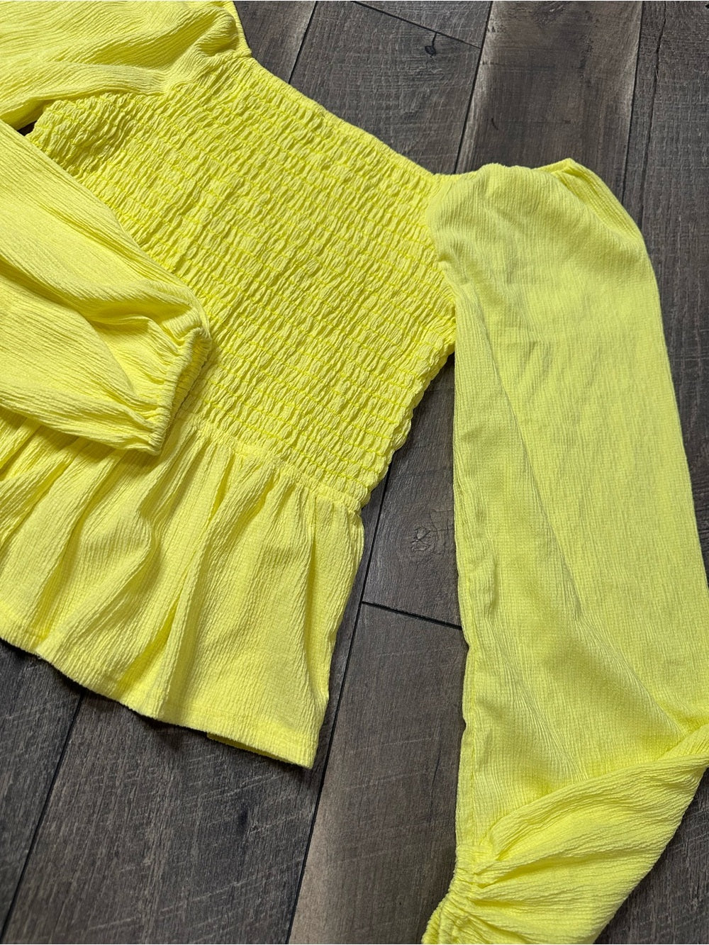 White Birch Smocked Yellow Long Sleeve Top