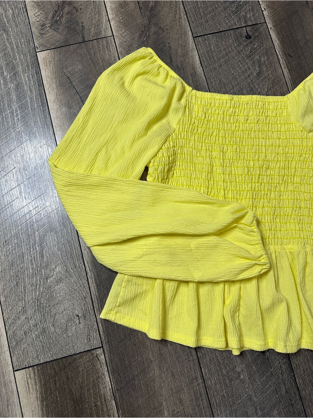 White Birch Smocked Yellow Long Sleeve Top