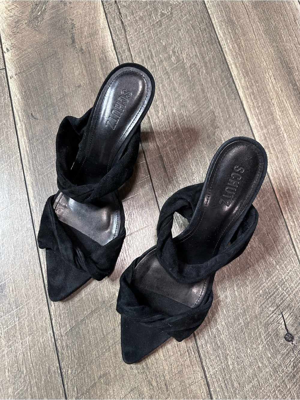 Schutz Twist Strap Pointed Toe Heels