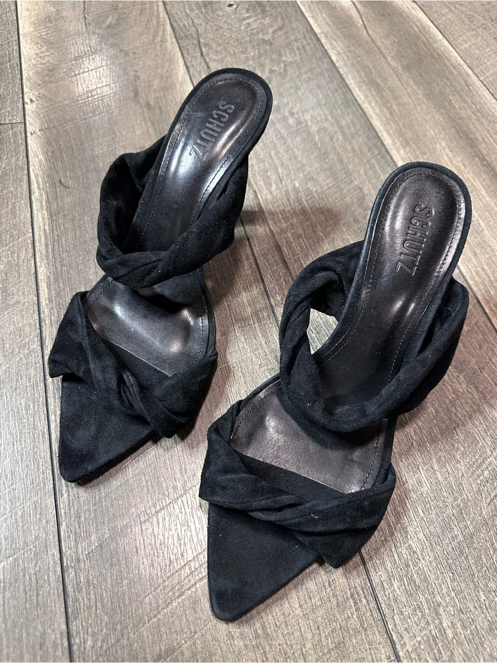 Schutz Twist Strap Pointed Toe Heels