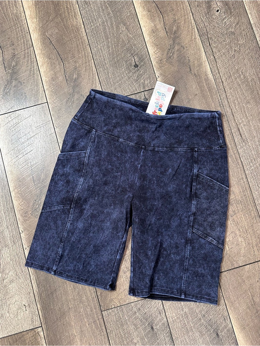 Zenana Acidwash Biker Shorts