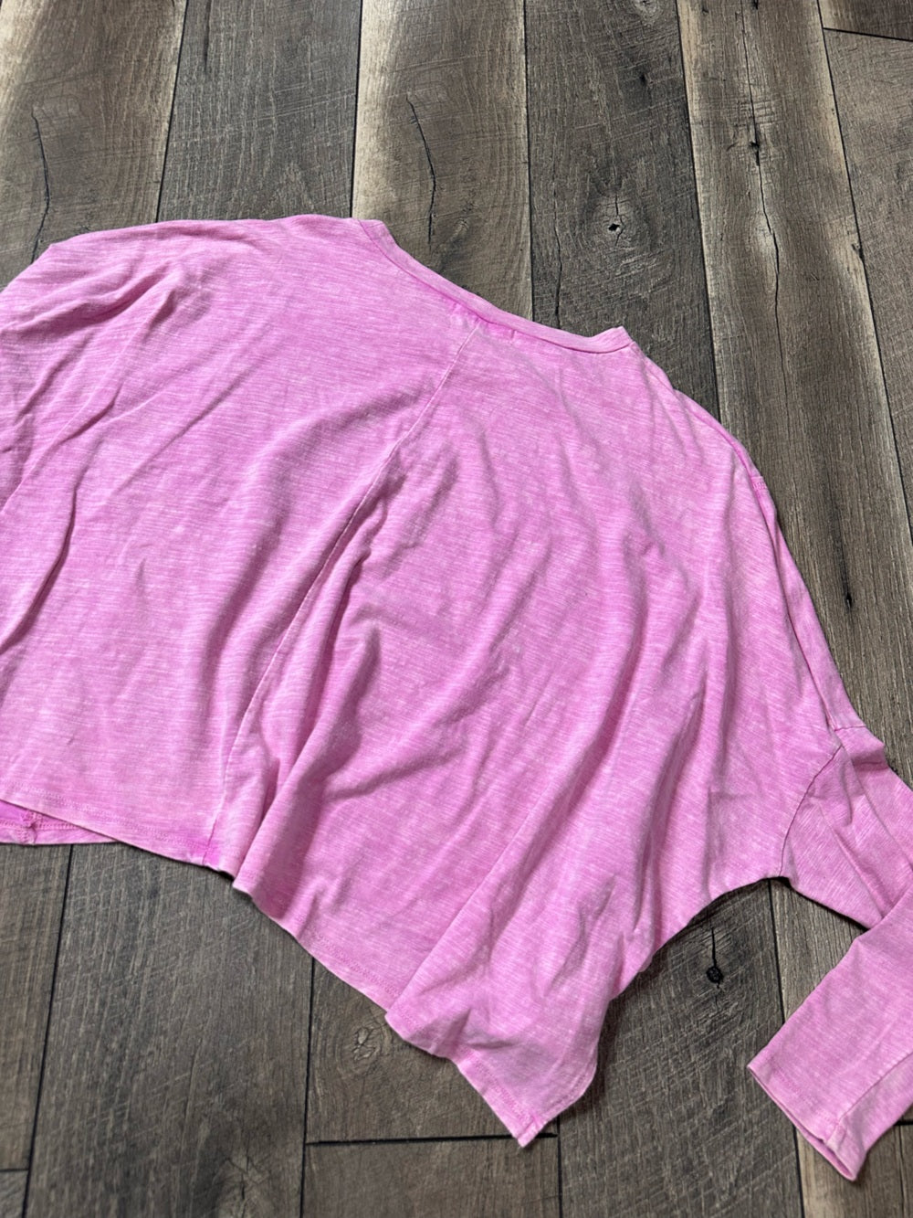 Peach Love Acidwash Oversized Long Sleeve Top