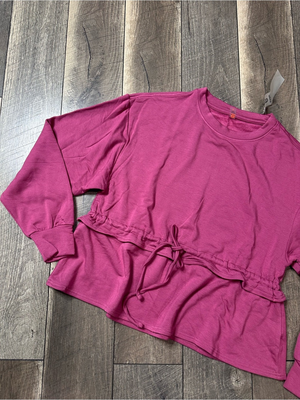 Mono B Buttery Soft Tie Waist Crewneck Pullover