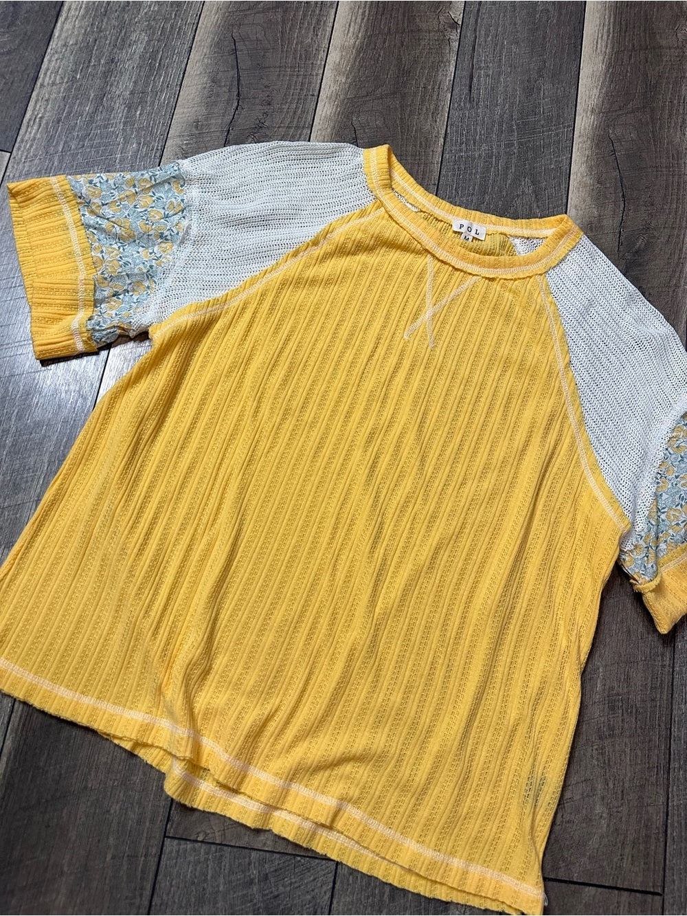 POL Buttery Soft Yellow Short Sleeve Top