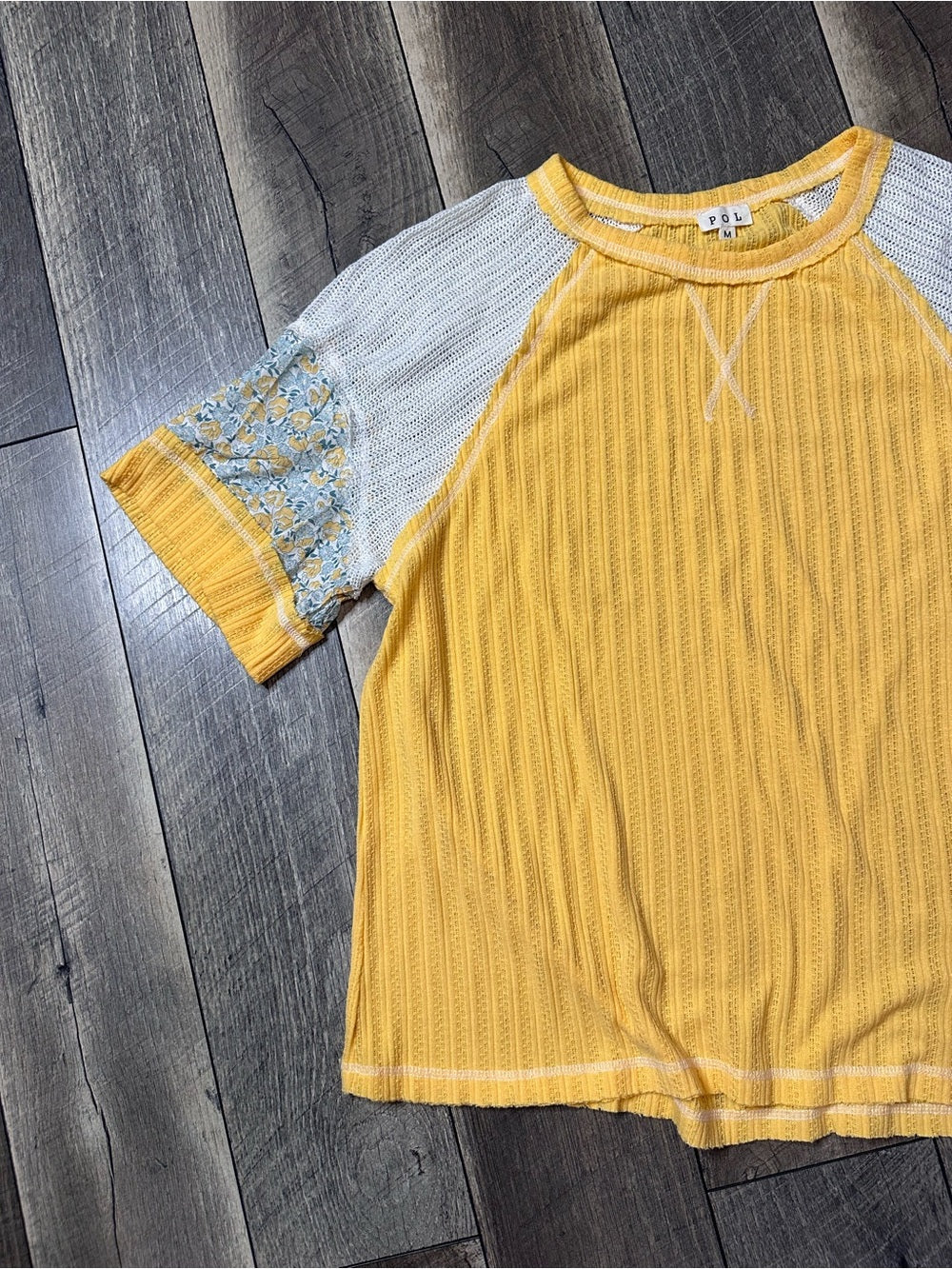 POL Buttery Soft Yellow Short Sleeve Top
