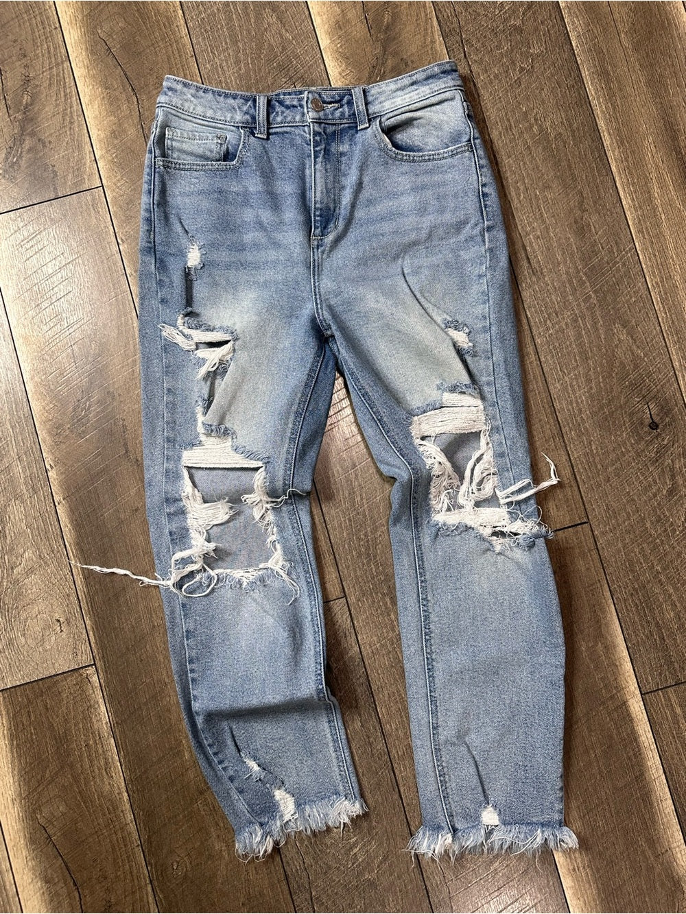 Cello Distressed Hi Rise Ankle Crop Jeans