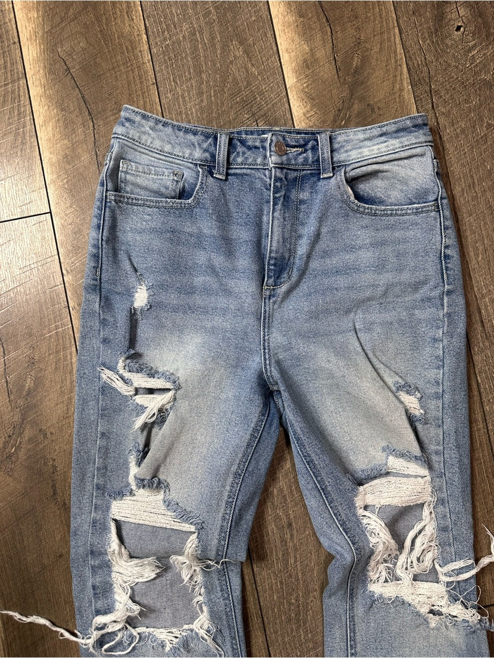 Cello Distressed Hi Rise Ankle Crop Jeans