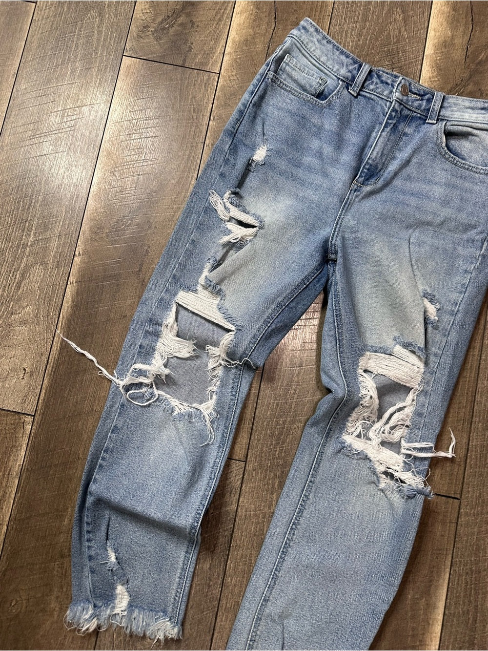 Cello Distressed Hi Rise Ankle Crop Jeans