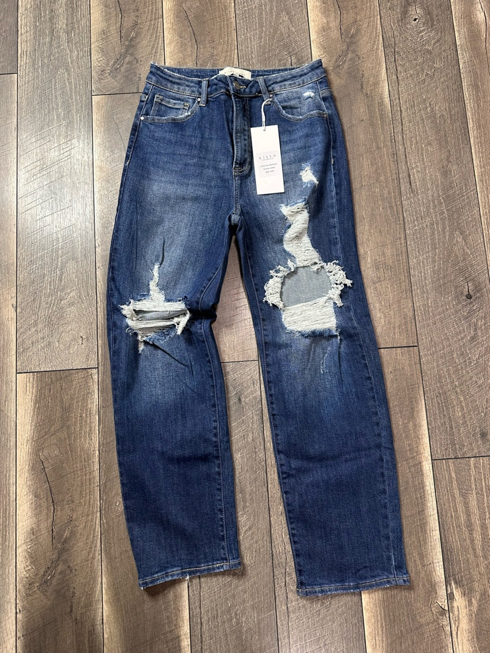 Risen Hi Rise Straight Leg Jeans
