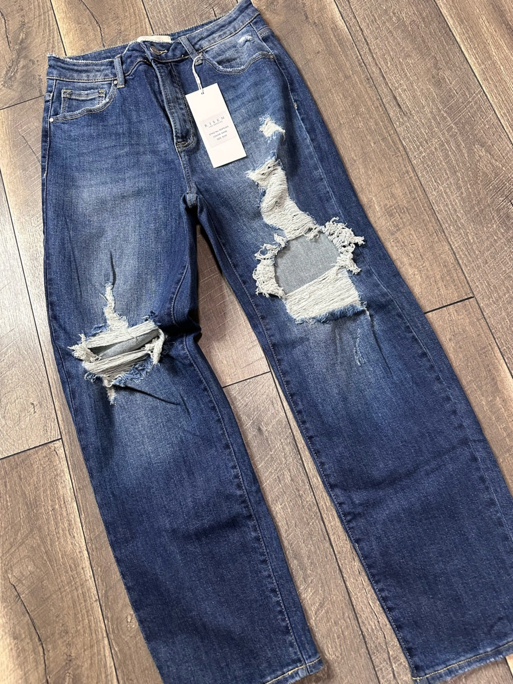 Risen Hi Rise Straight Leg Jeans