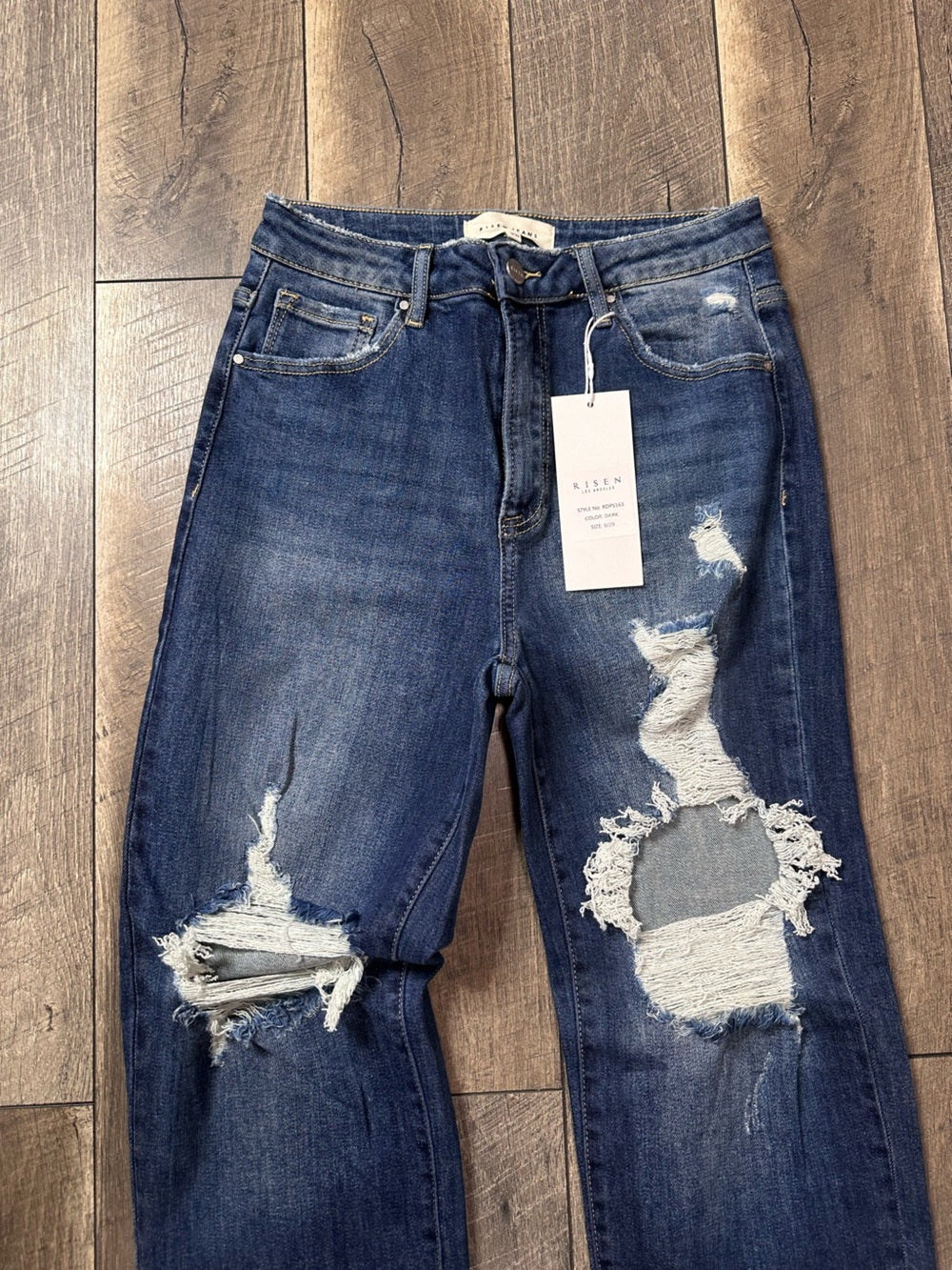 Risen Hi Rise Straight Leg Jeans