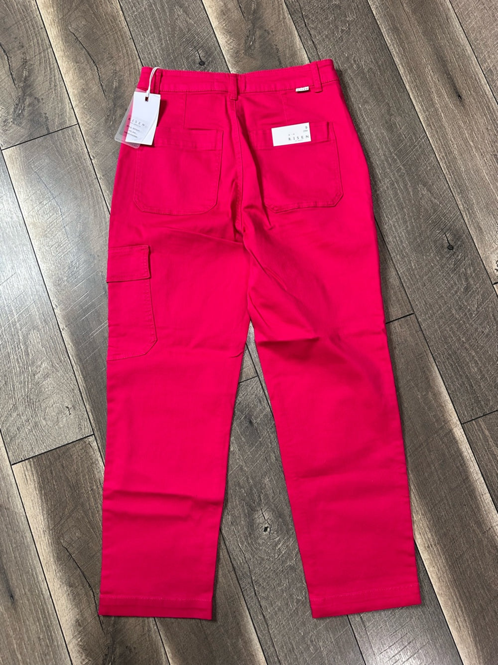 Risen Fuscia Hi Rise Cargo Boyfriend Fit Jeans