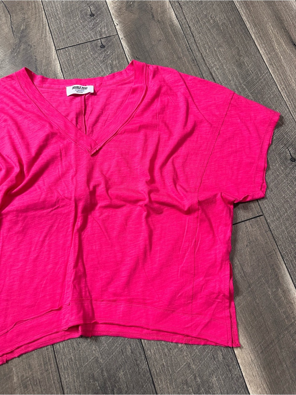 Double Zero Oversized Short Sleeve V Neck Top