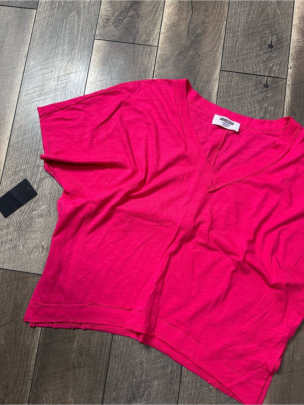 Double Zero Oversized Short Sleeve V Neck Top