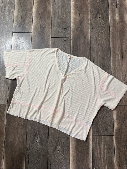 POL Oversized V Neck Short Sleeve Top