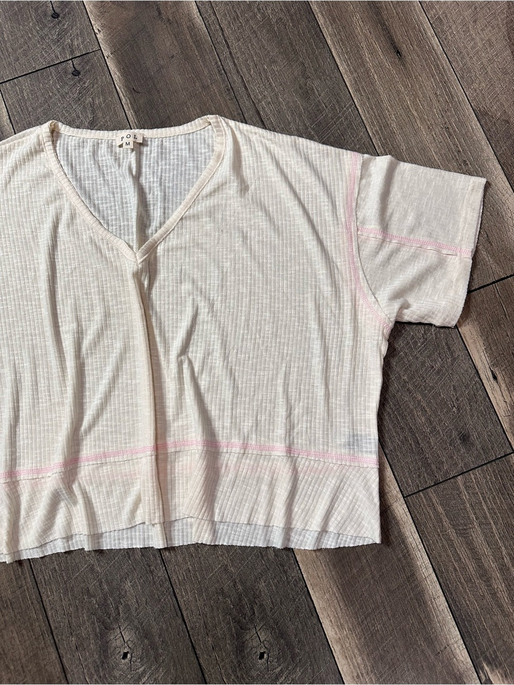 POL Oversized V Neck Short Sleeve Top