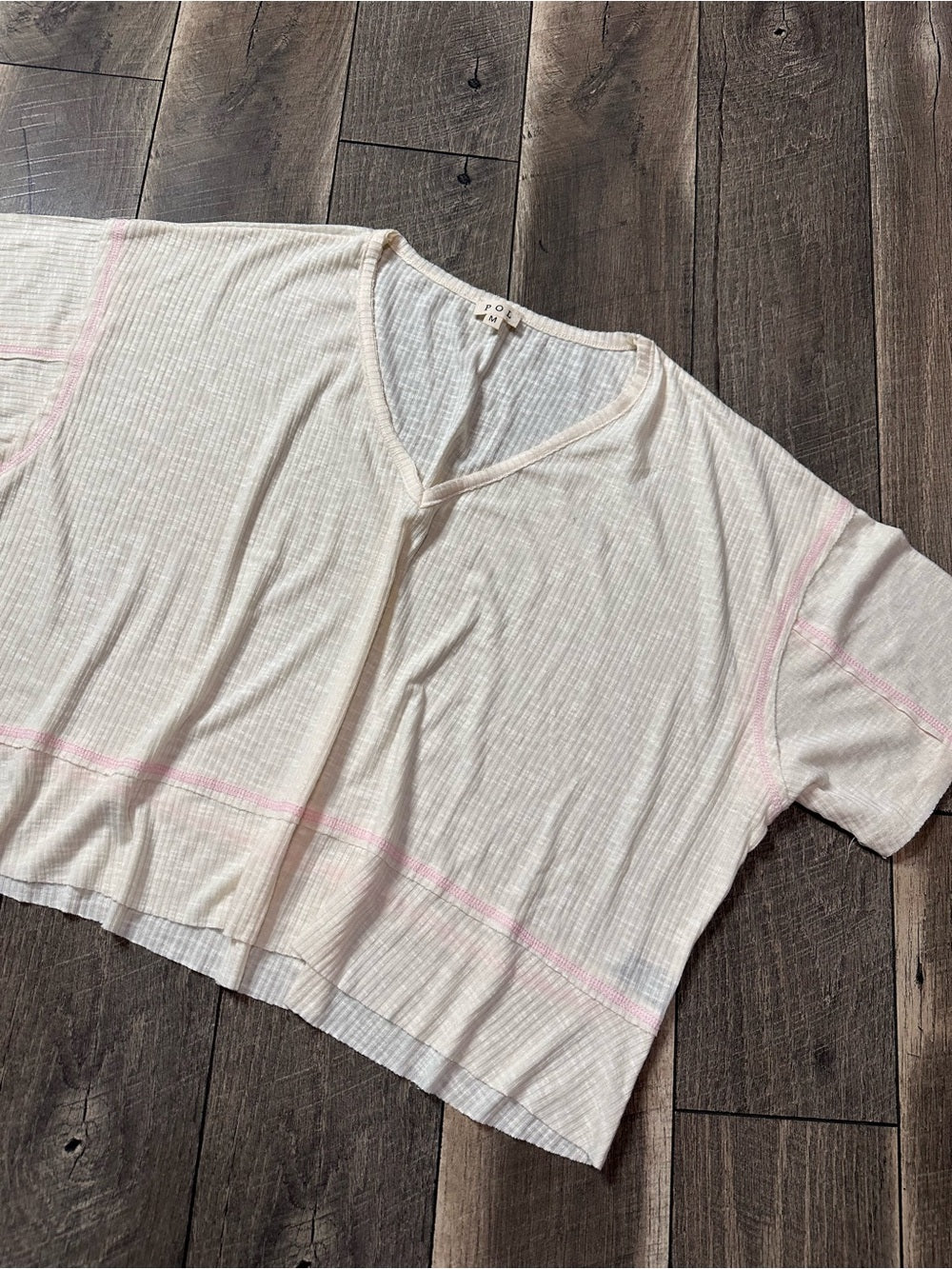 POL Oversized V Neck Short Sleeve Top