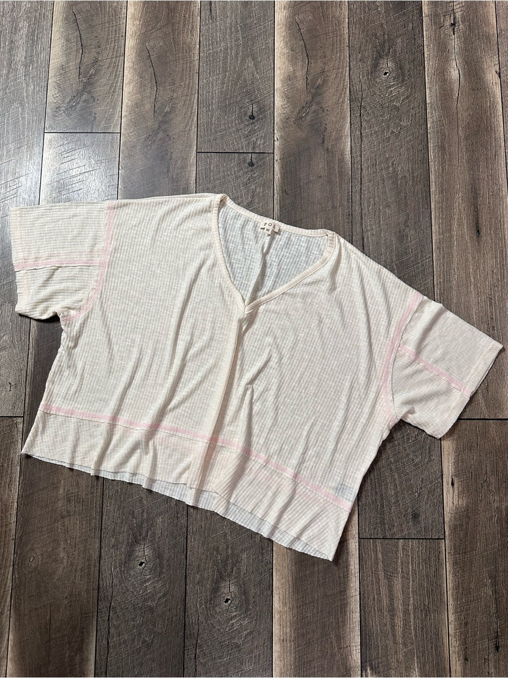 POL Oversized V Neck Short Sleeve Top