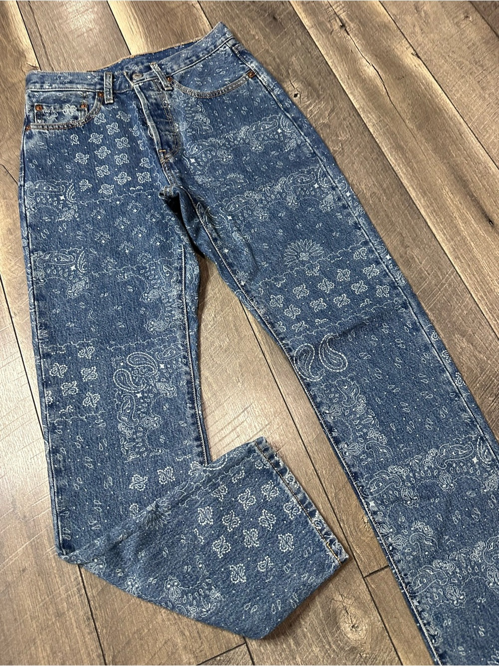 Levi’s 501 Paisley Printed Buttonfly Straight Leg Jeans