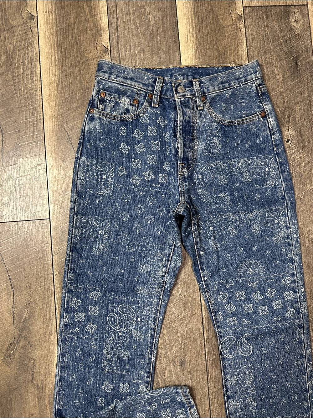 Levi’s 501 Paisley Printed Buttonfly Straight Leg Jeans
