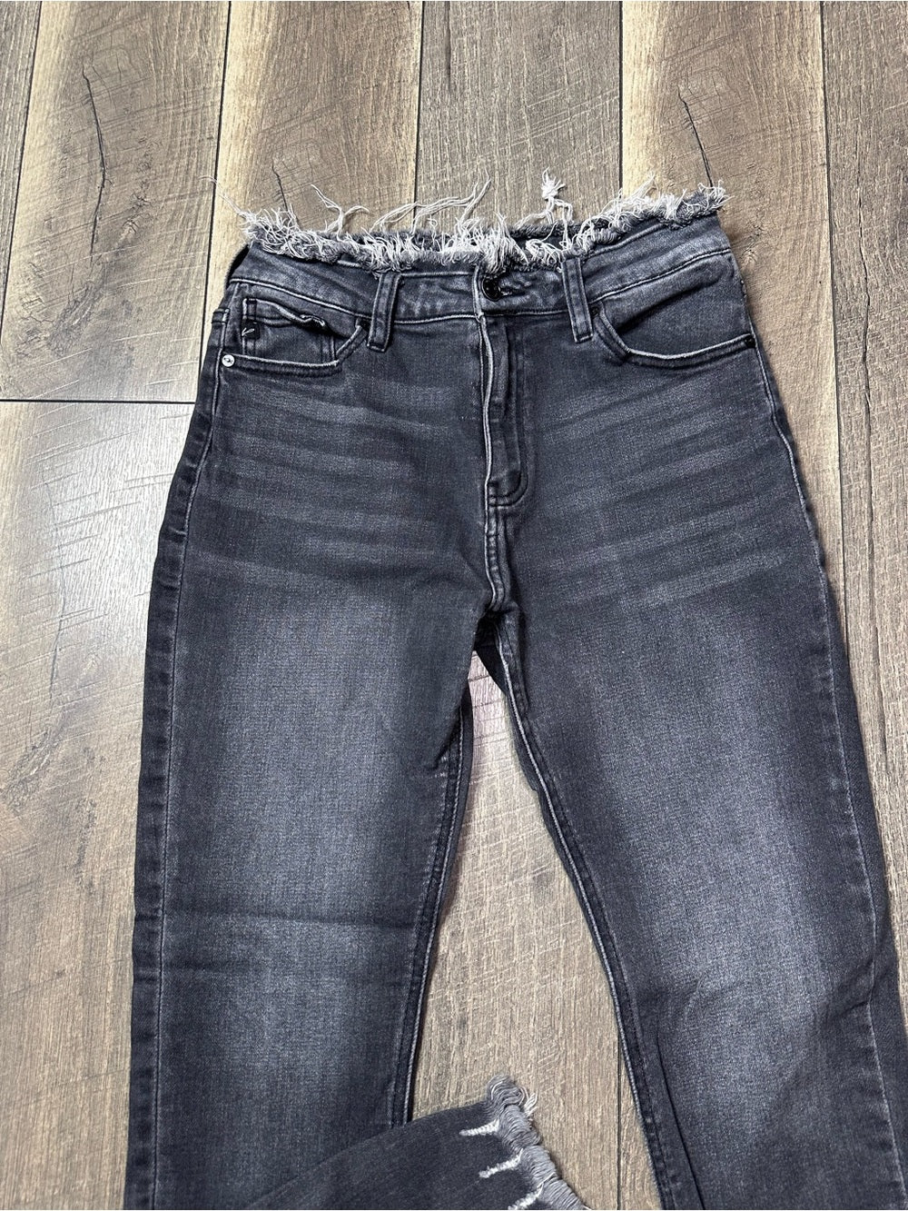 Kancan Hi Rise Raw Hem Gray Skinny Jeans