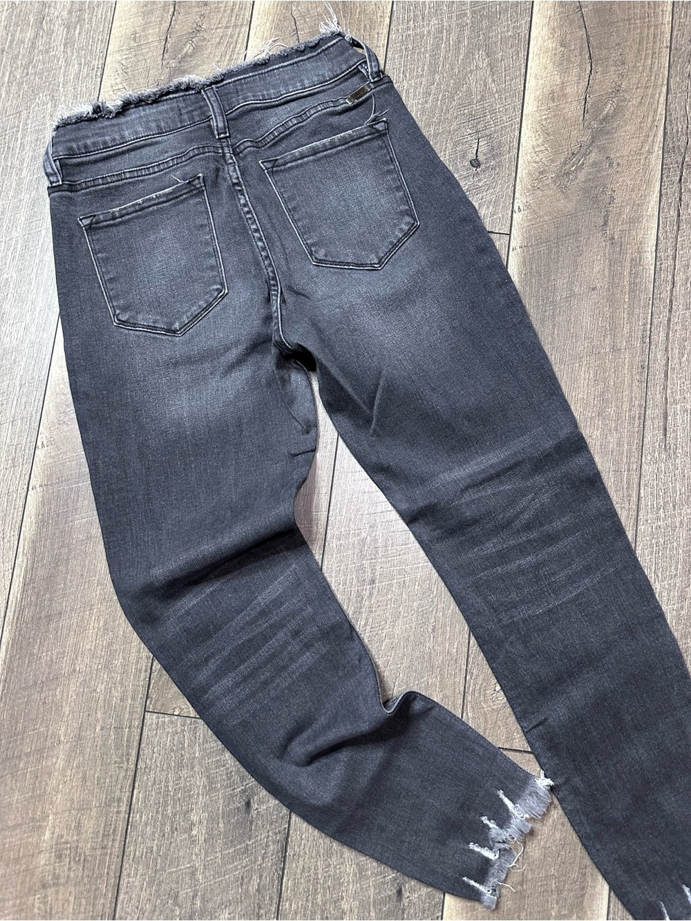 Kancan Hi Rise Raw Hem Gray Skinny Jeans