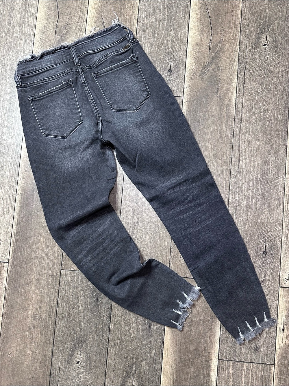 Kancan Hi Rise Raw Hem Gray Skinny Jeans
