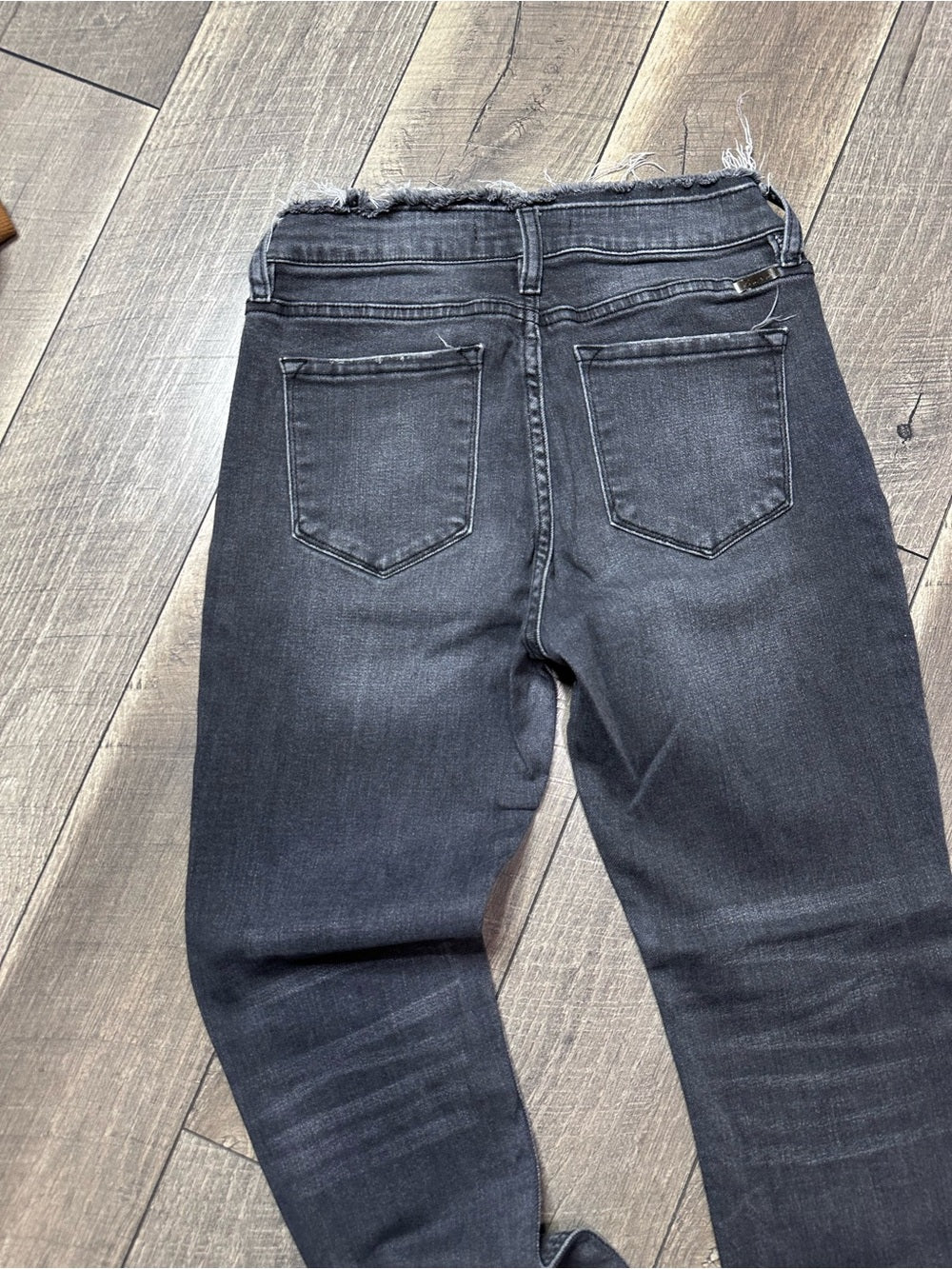 Kancan Hi Rise Raw Hem Gray Skinny Jeans