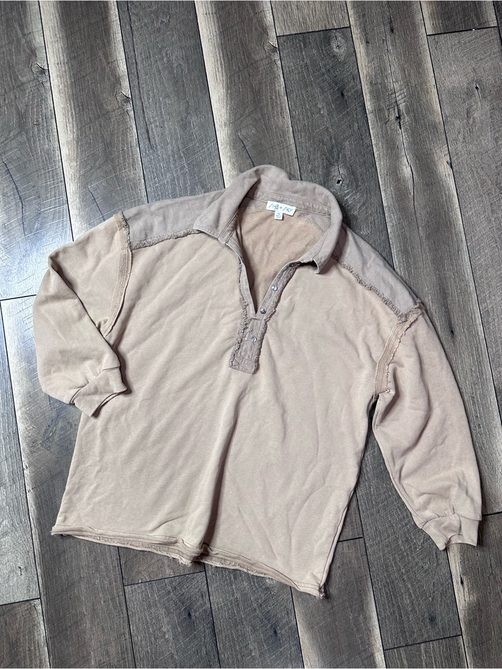 She + Sky Oversized 1/2 Button Down Pullover