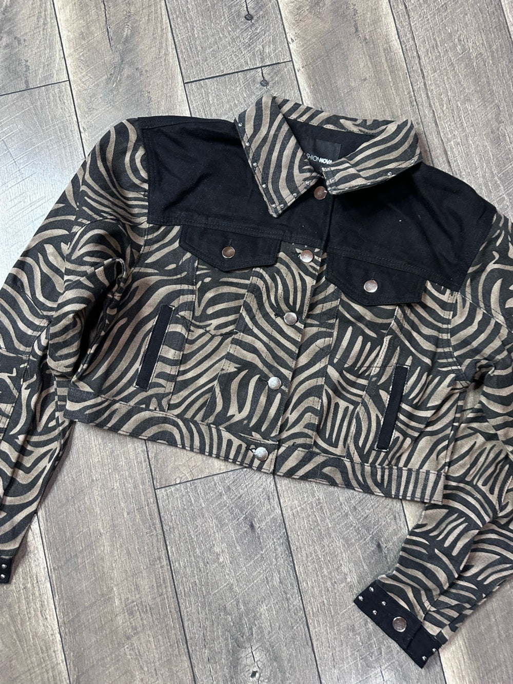 Fashion Nova Zebra Denim Jacket