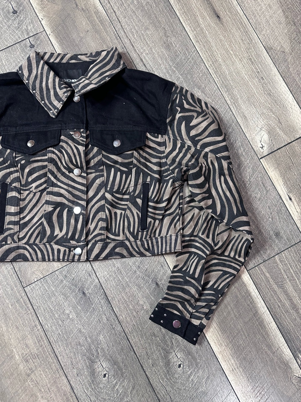 Fashion Nova Zebra Denim Jacket