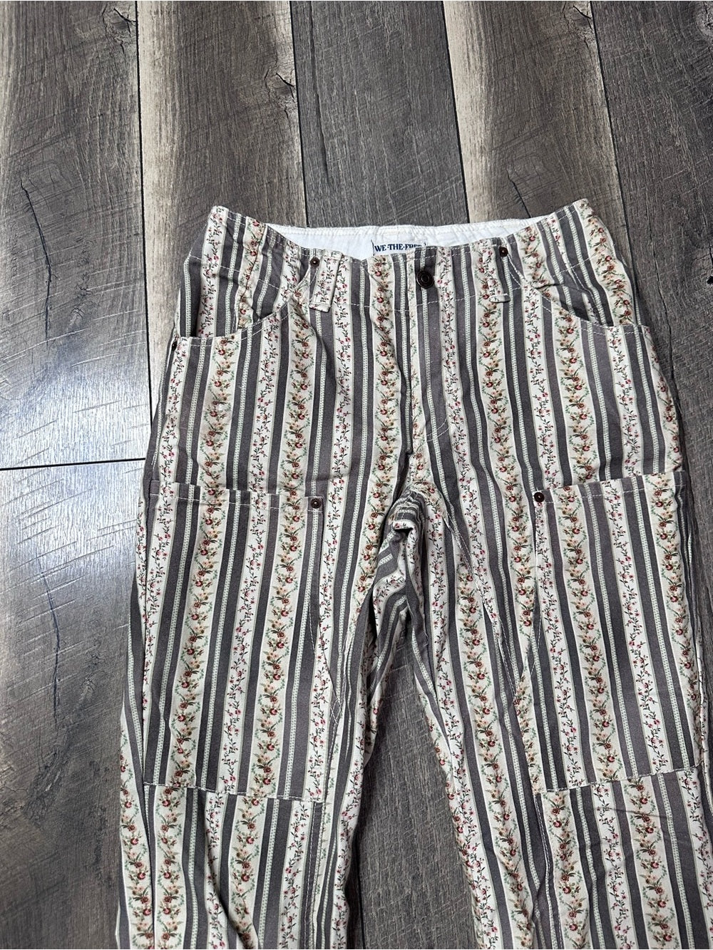 We The Free Floral Striped Barrel Pants